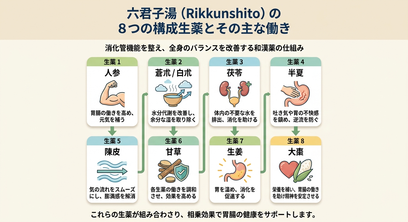 六君子湯を構成する8種類の生薬