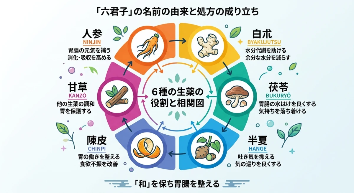 六君子湯を構成する6種類の生薬とその役割
