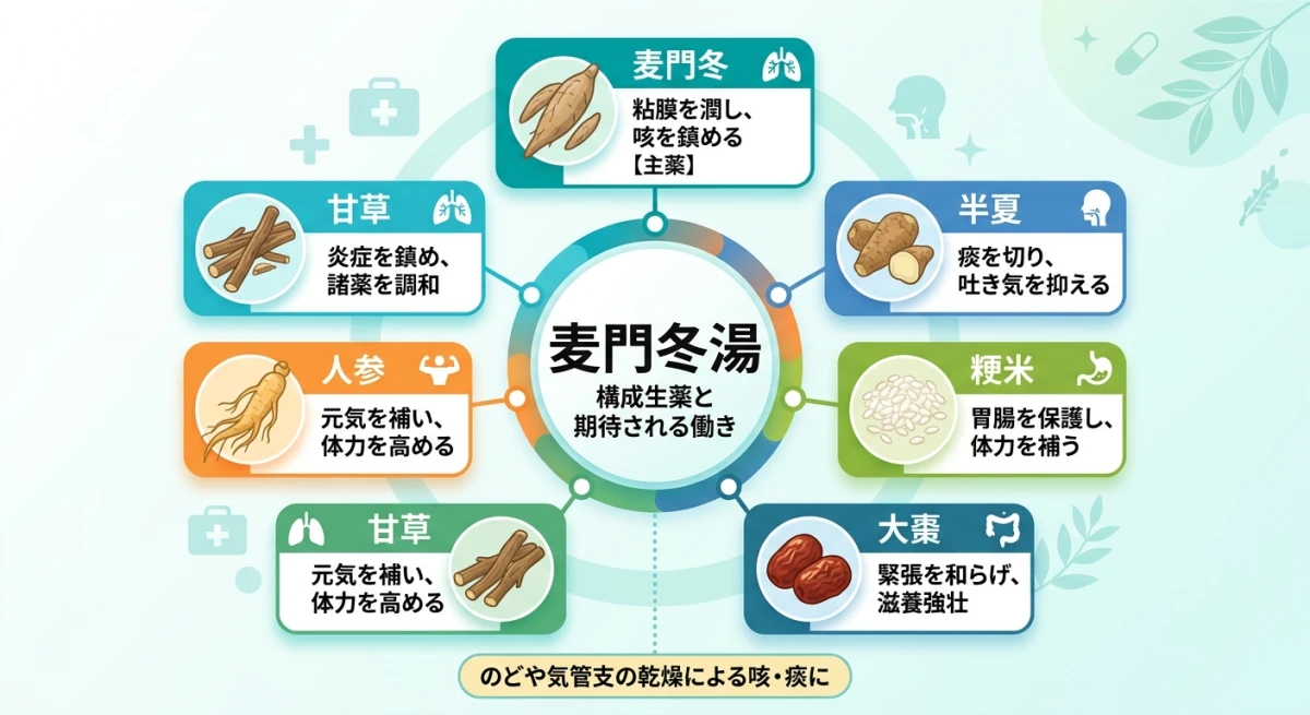 麦門冬湯を構成する6種類の生薬