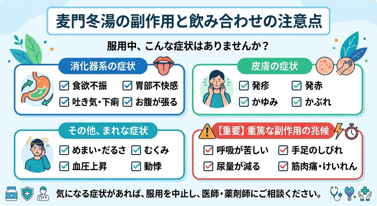 麦門冬湯服用中の注意すべき副作用リスト
