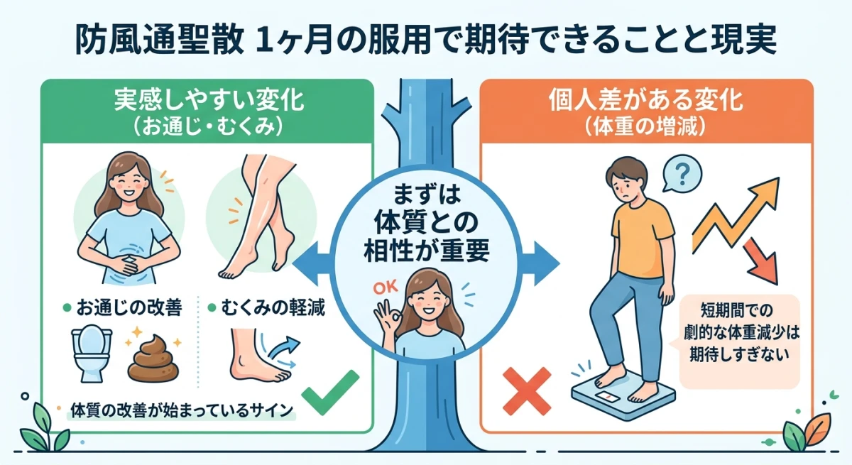 防風通聖散を1ヶ月飲んだ時に期待できる変化