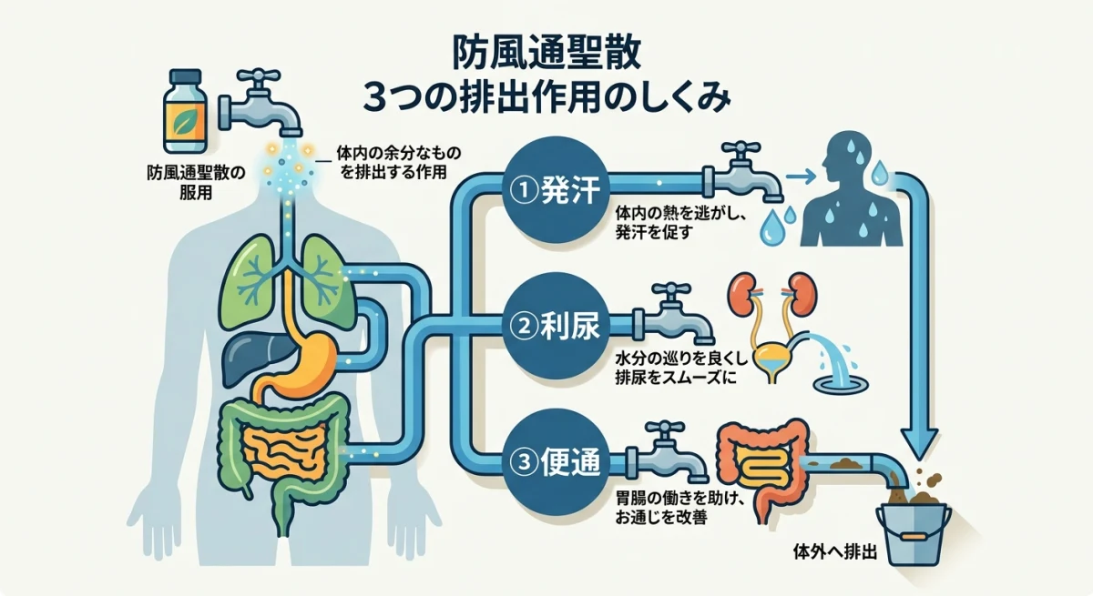 防風通聖散の排出作用の仕組み