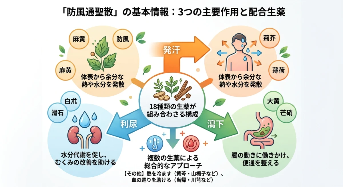 防風通聖散の3つの作用
