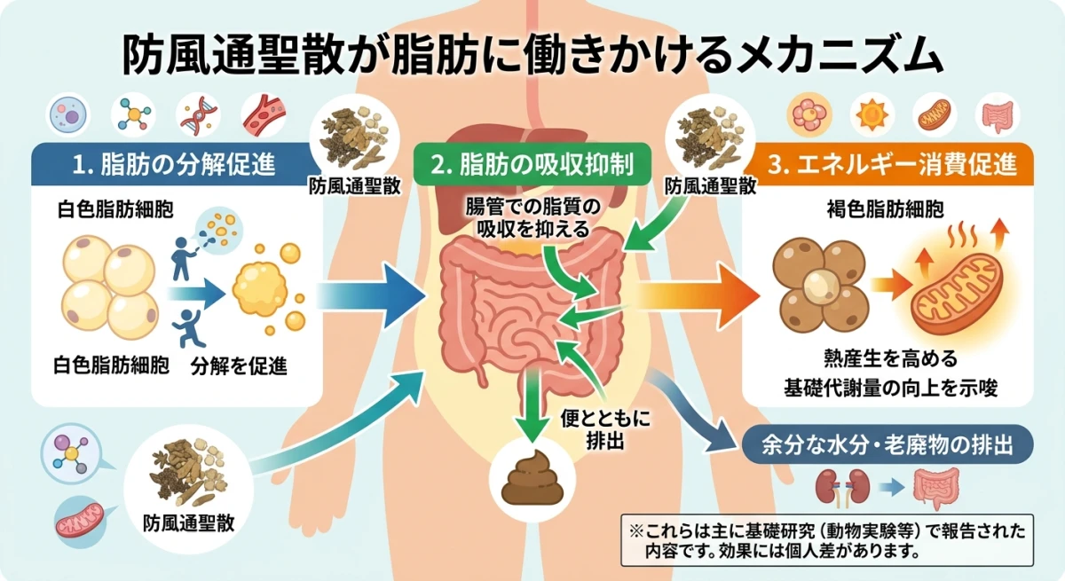 防風通聖散による脂肪燃焼と排出のメカニズム