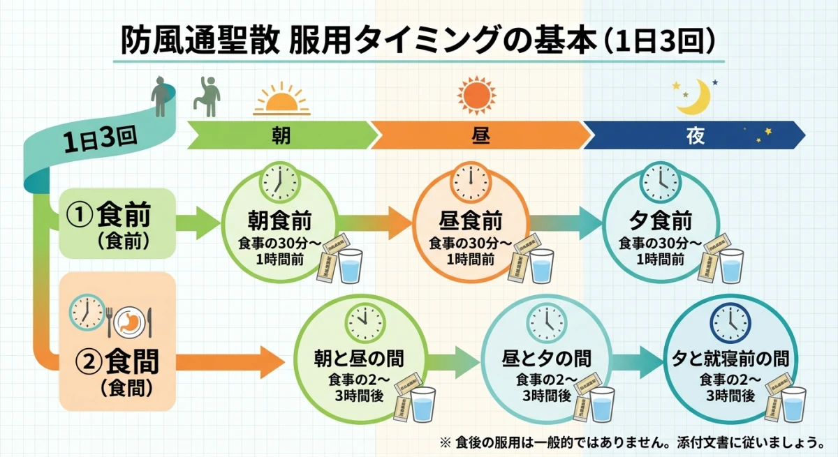 1日3回、食前または食間に服用するタイミング