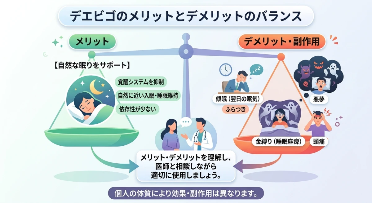 デエビゴのメリットと副作用のデメリット