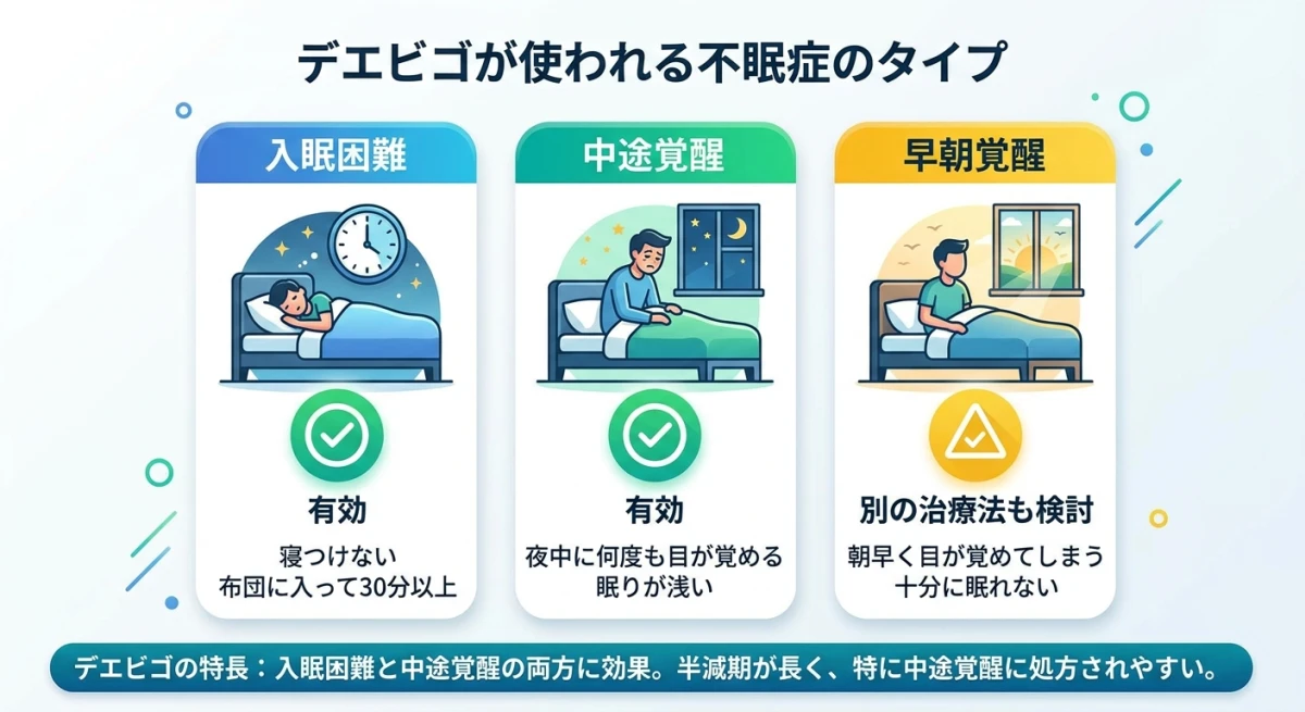デエビゴが適応する不眠症のタイプ