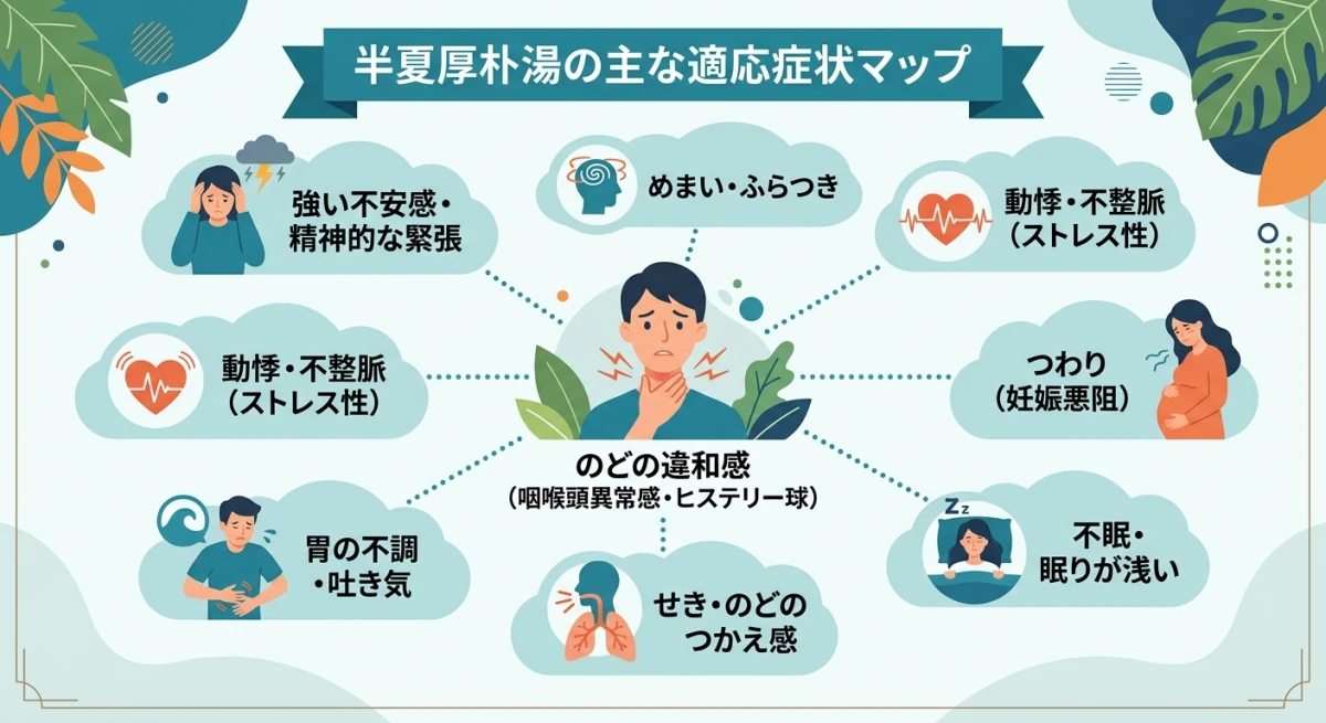 半夏厚朴湯が適応する主な症状一覧