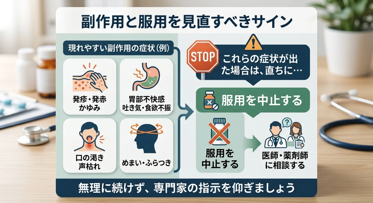副作用が出た際のアクション