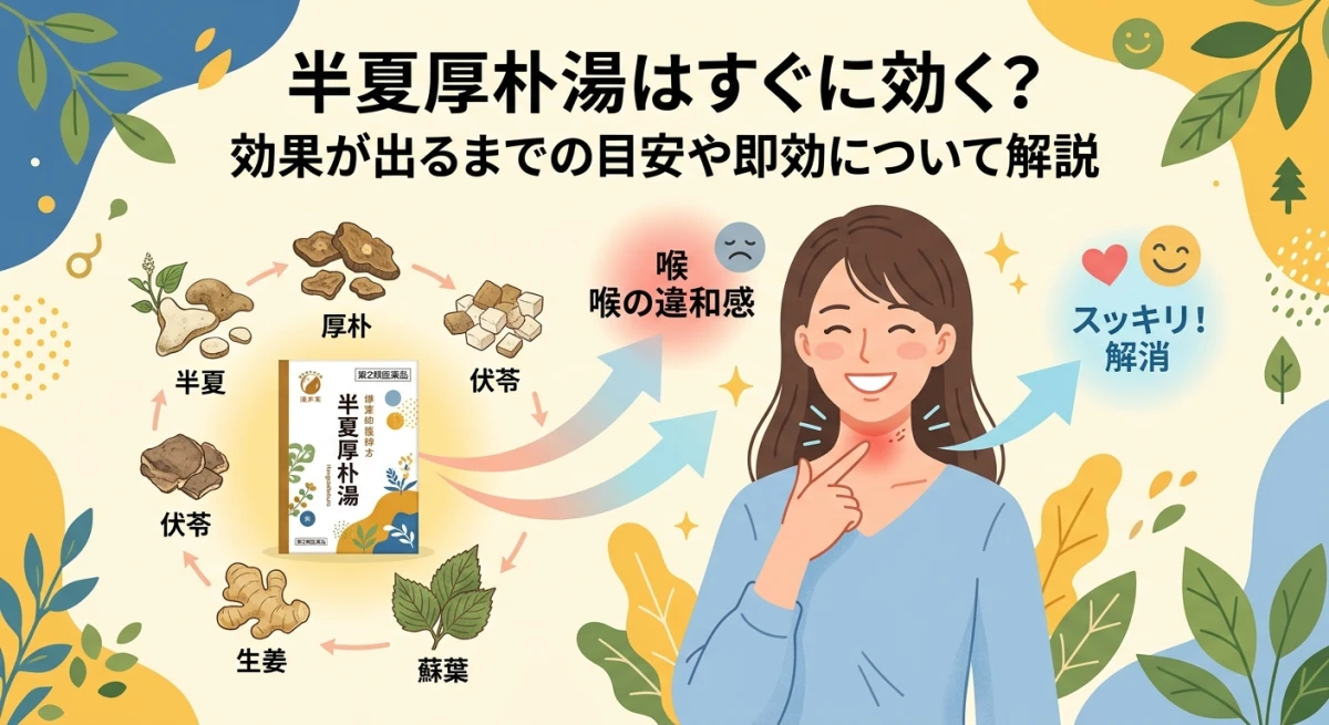 半夏厚朴湯の概念と喉の違和感の解消をイメージ