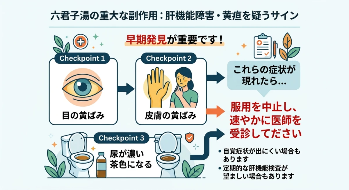 肝機能障害および黄疸のサインを示すチェックリスト