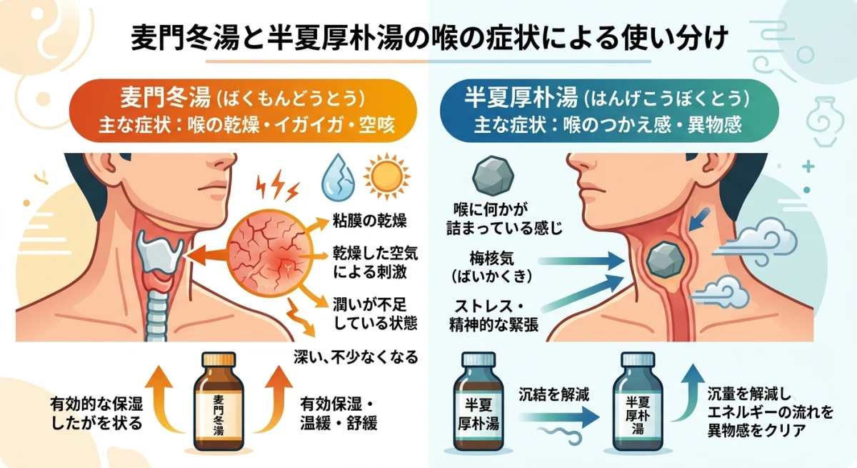 喉の乾燥とつかえ感それぞれの症状に適した漢方薬