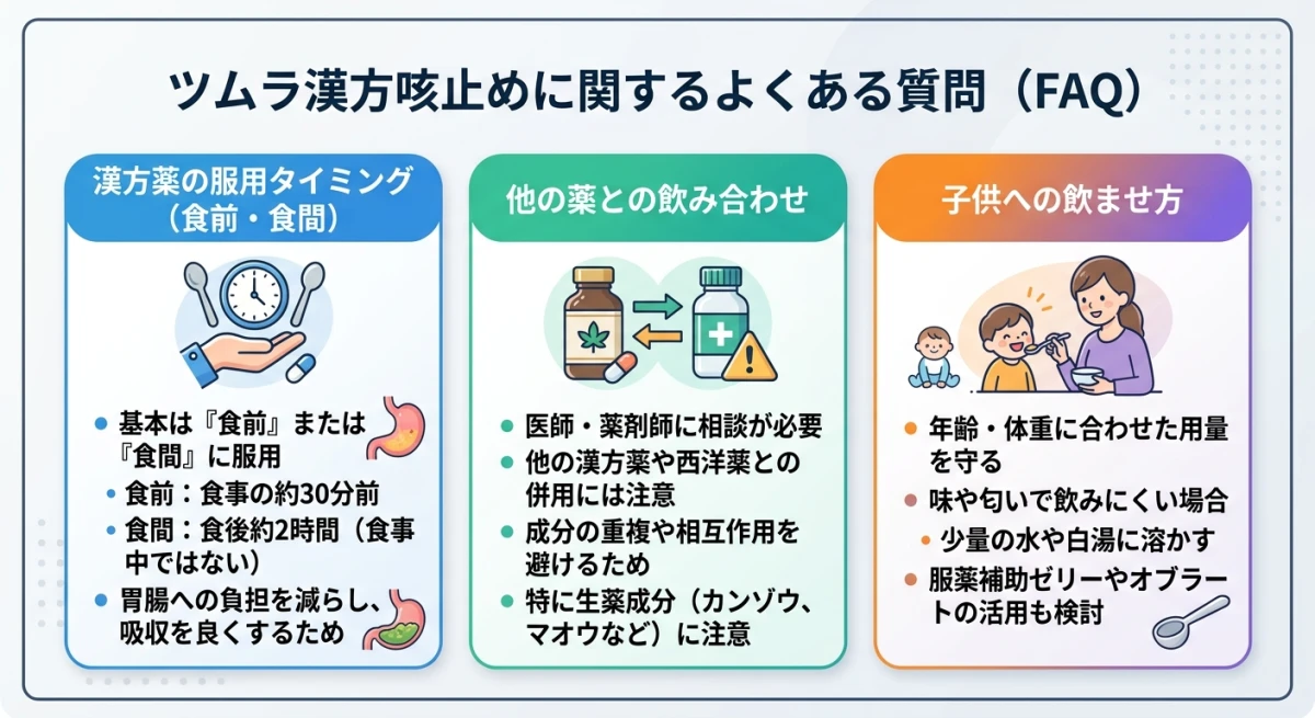 ツムラ漢方の服用タイミングや飲み合わせに関するFAQ
