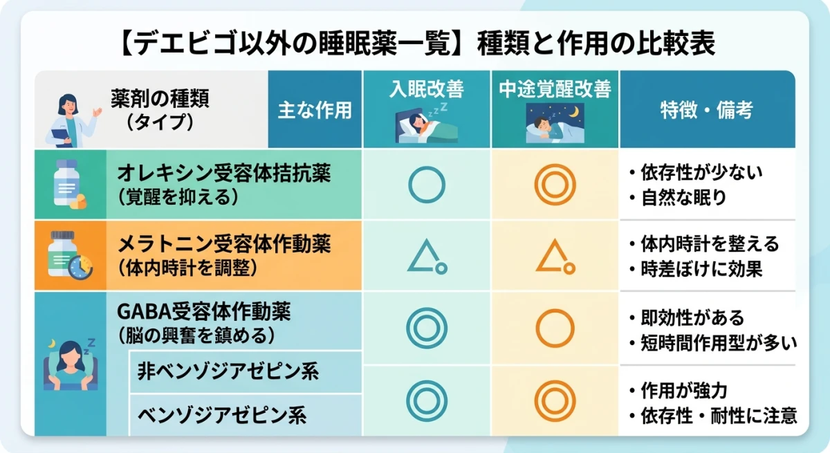 デエビゴ以外の睡眠薬一覧と特徴