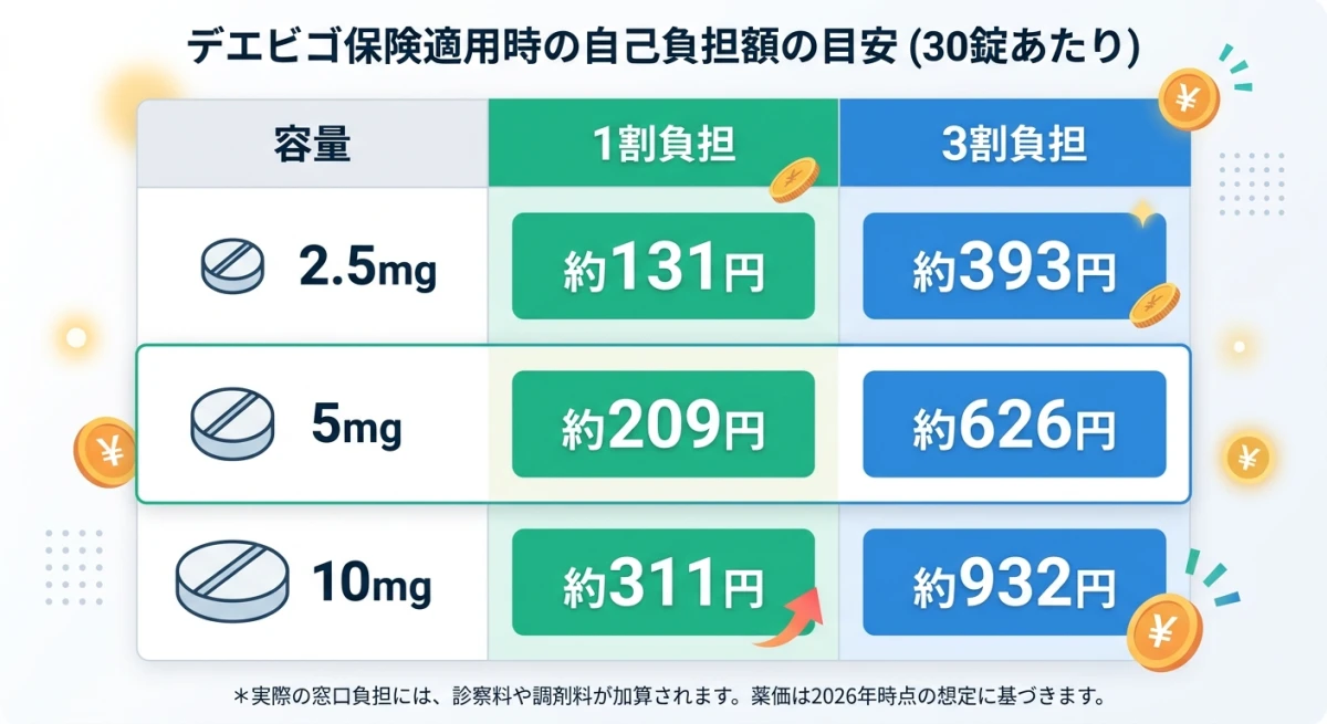 保険適用時の自己負担割合ごとの費用