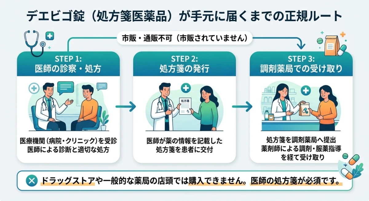 医療用医薬品が手元に届くまでの正規の手続きフロー図