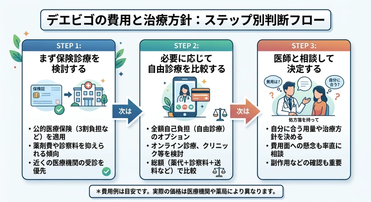デエビゴ処方の検討から決定までのステップガイド図