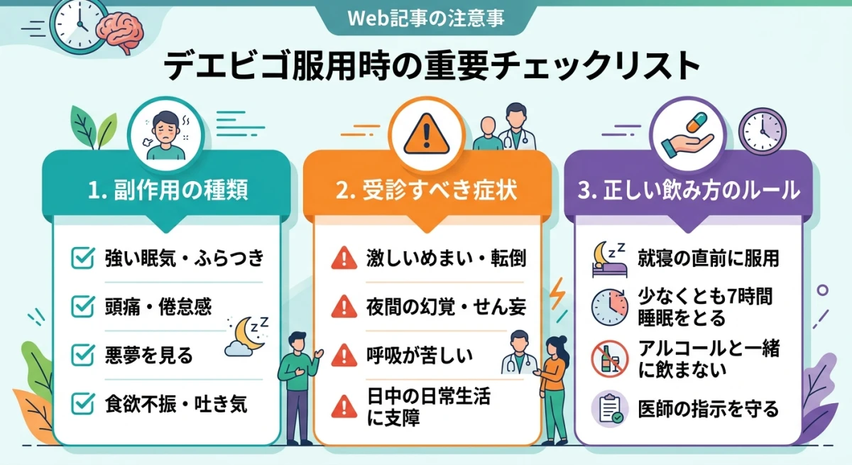 デエビゴ服用時の副作用や注意点