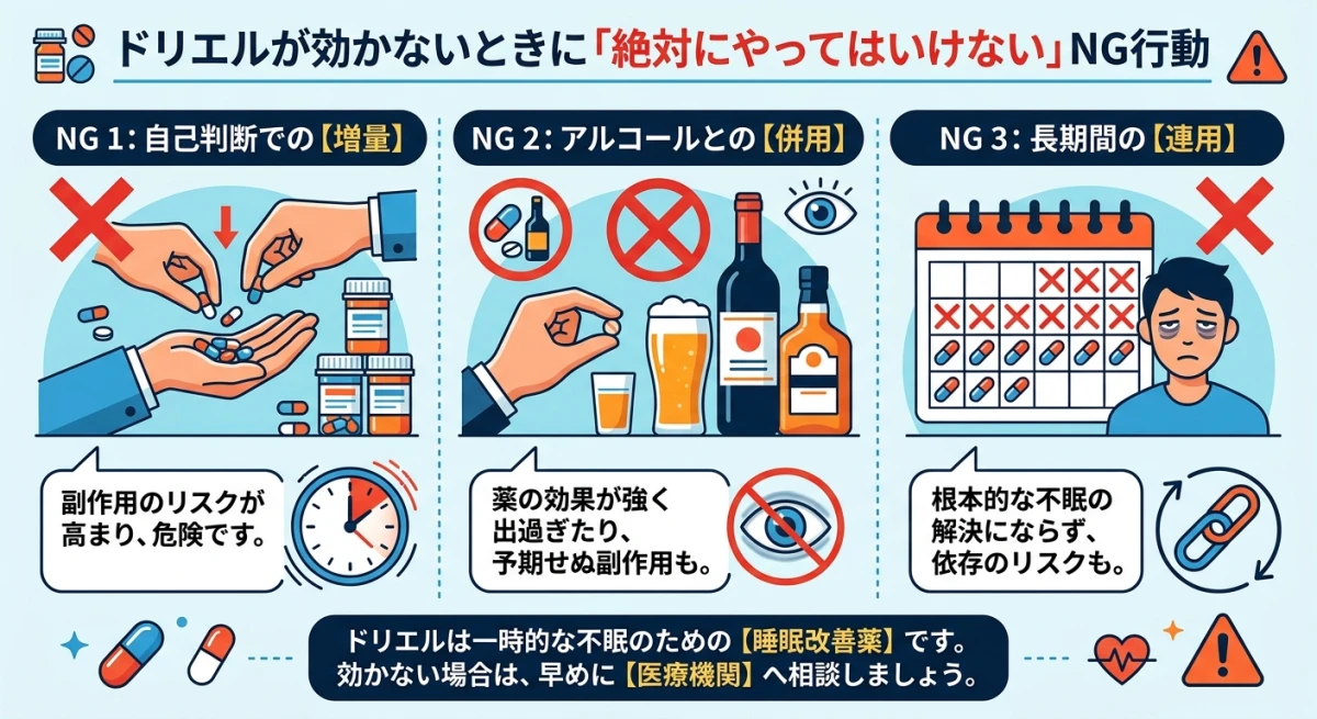 ドリエル服用時に避けるべき3つのNG行動