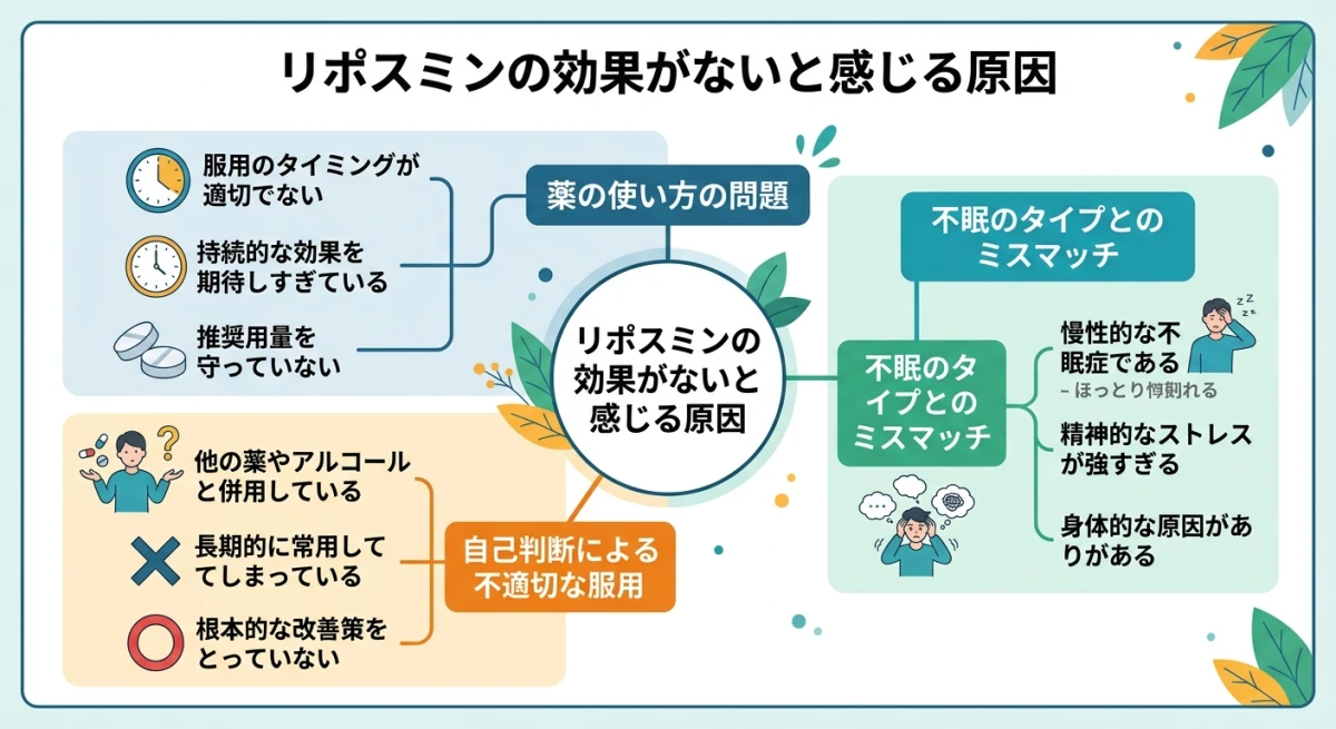 リポスミンの効果を感じにくい主な原因