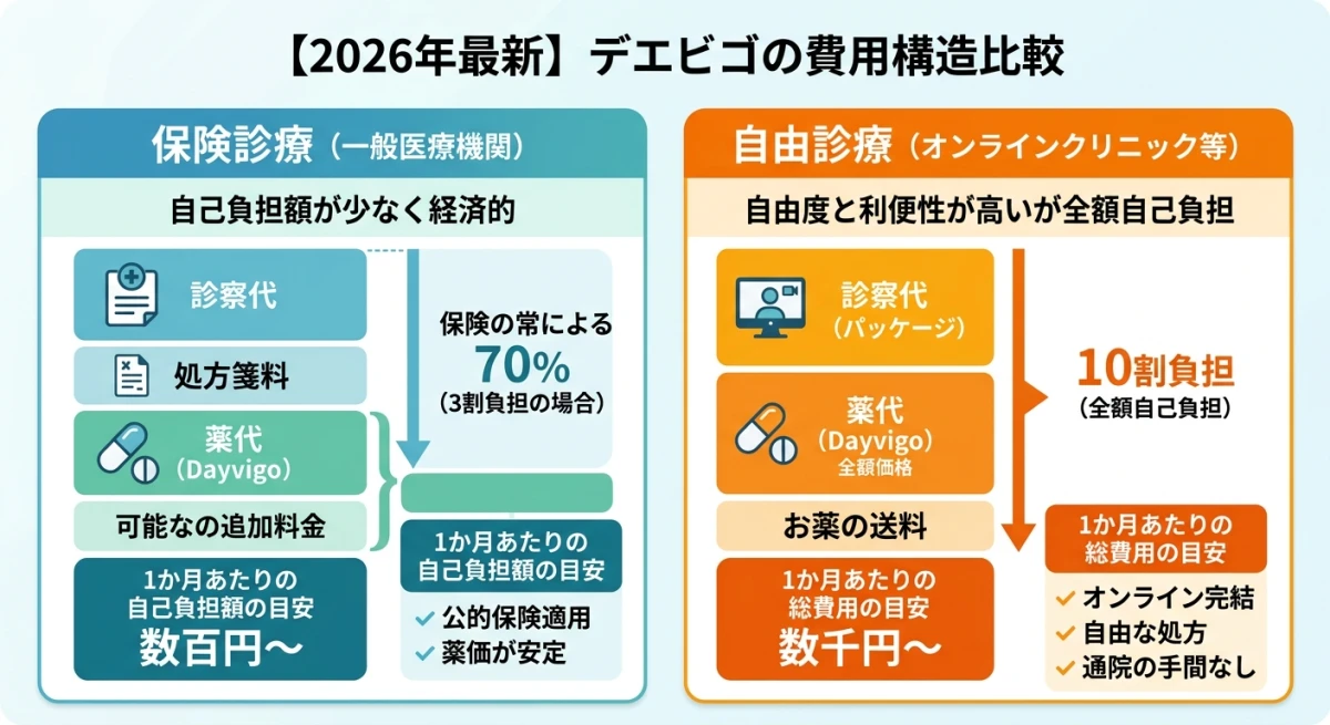 保険診療と自由診療のデエビゴ費用