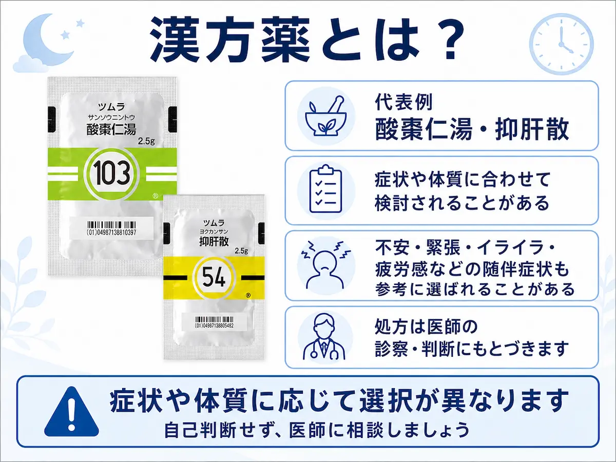漢方薬（酸棗仁湯や抑肝散など）