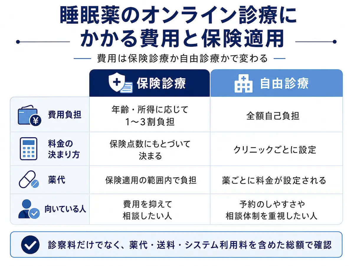 睡眠薬 オンライン診療 費用 保険適用
